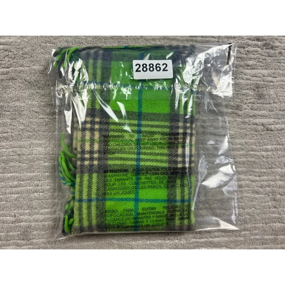Gap Scarf Unisex OS Green Plaid 100% Wool Made in Italy Fringe 248003-01-1